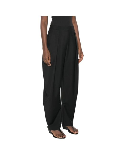 Rohe Black Pleated Wide-Leg Trousers