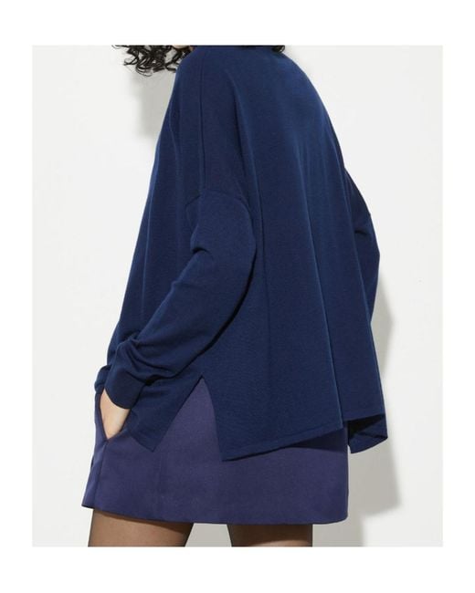 MAX&Co. Blue Pure Merino Wool Polo Neck