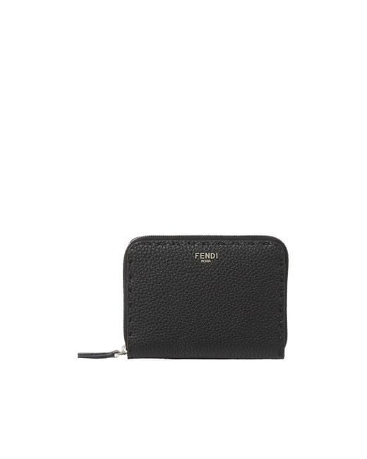 Fendi Black Selleria Wallet With 106 Hand-Sewn Stitches for men