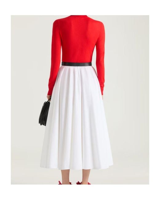 Givenchy White Poplin Pleated Skirt