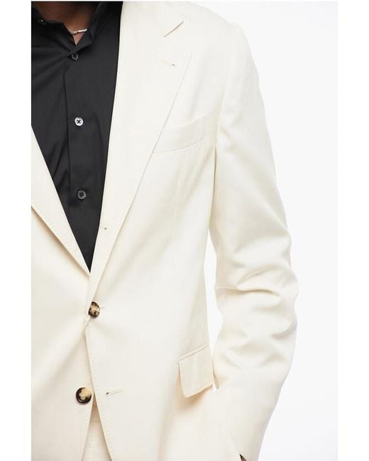 Brunello Cucinelli White Single-Breasted Silk Blazer for men
