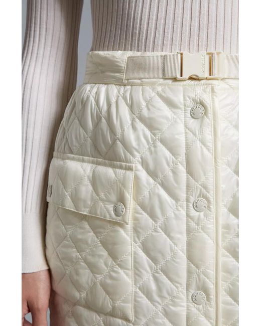 Moncler White Logo-Patch Quilted Miniskirt