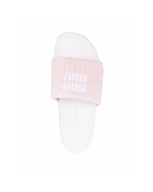 Miu Miu White Logo Flip-Flops