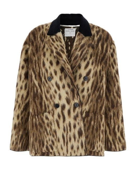 Forte_forte Brown Royal Leopard Double-Breasted Coat