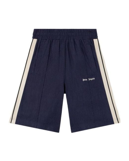 Palm Angels Blue Side Striped Shorts for men