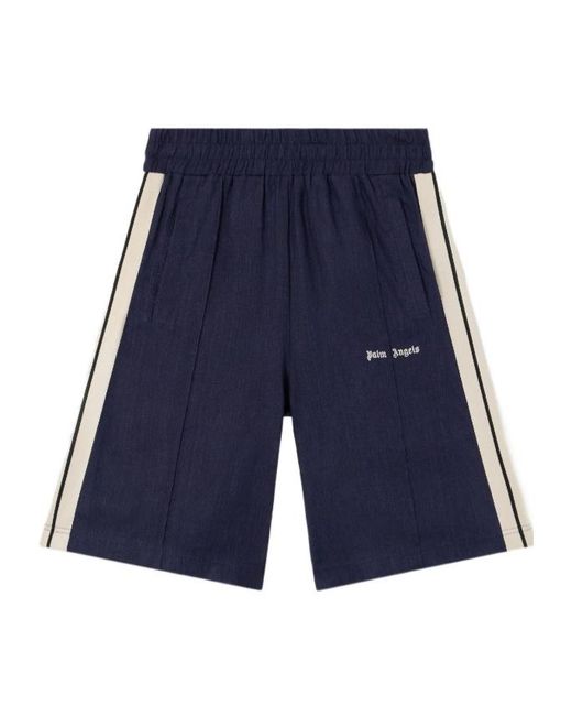 Palm Angels Blue Side Striped Shorts for men