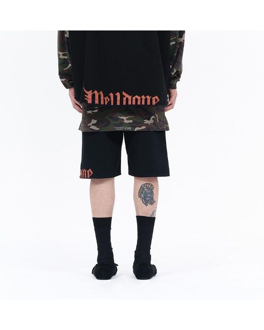 we11done Black Logo-Print Bermuda Shorts for men