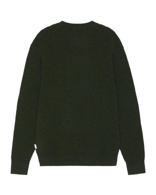 Les Deux Green Ribbed-Knit Crew-Neck Sweater for men