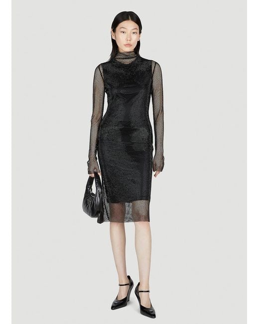 Sportmax Black High Neck Mesh Top
