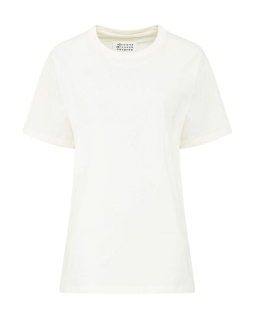 Maison Margiela White Logo-Printed Crewneck T-Shirt