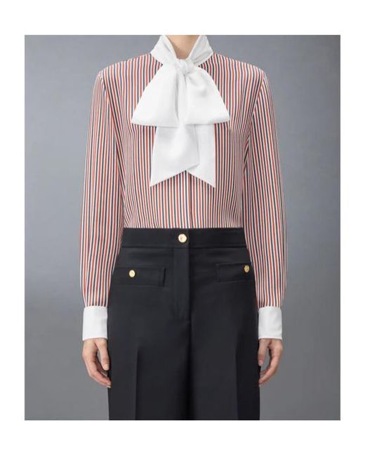 Thom Browne Pink Striped Detachable-Collar Shirt