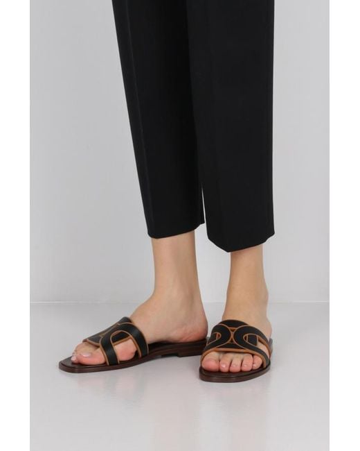 Tod's Brown Logo Detailed Slip-On Slides
