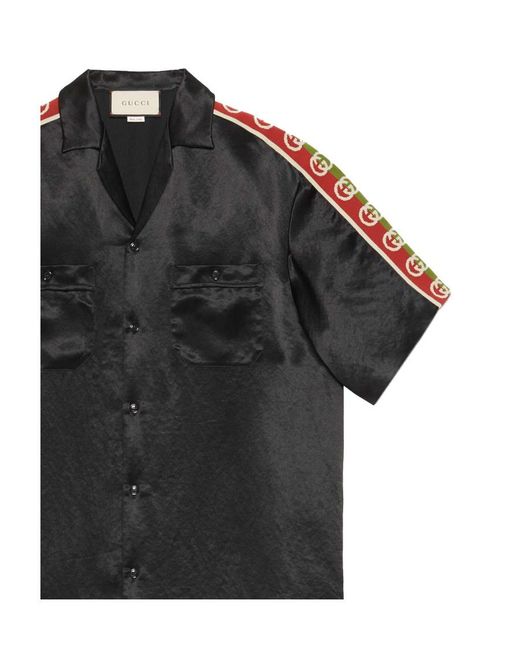 Gucci Black Side-Panel Bowling Shirt for men