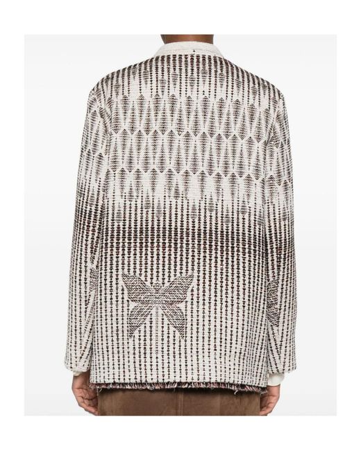 Forte_forte Natural Geometric Patterned Double-Breasted Jacket