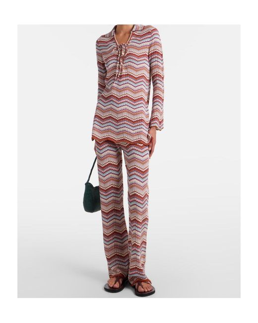 Rixo Boni Chevron Cotton Flared Pants