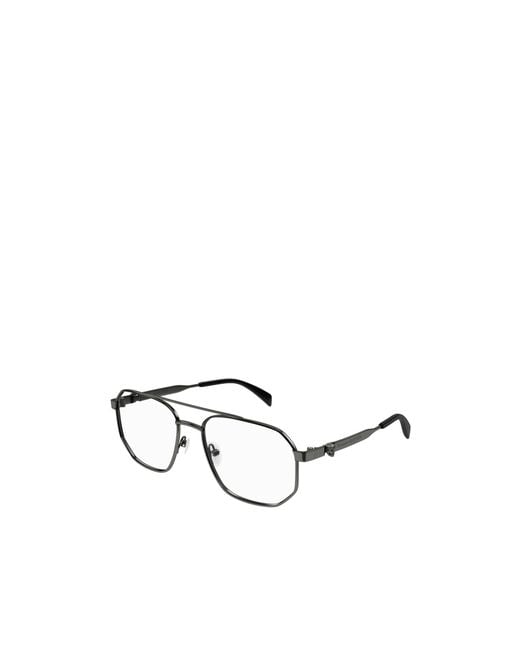 McQueen White Eyewear Aviator Frame Glasses for men