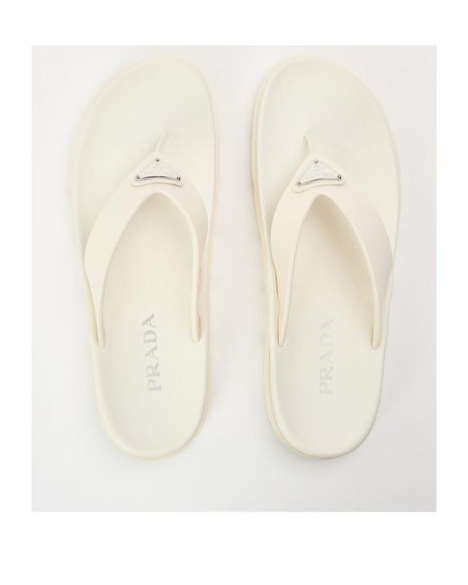 Prada White Logo Flip-Flops