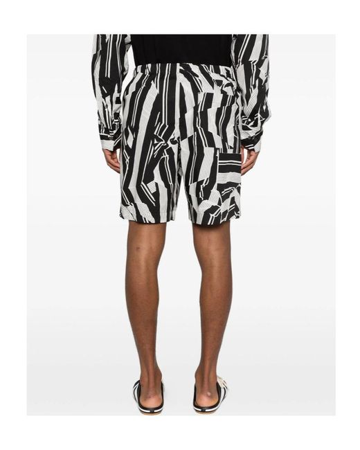 Dries Van Noten Black Patterned Shorts for men