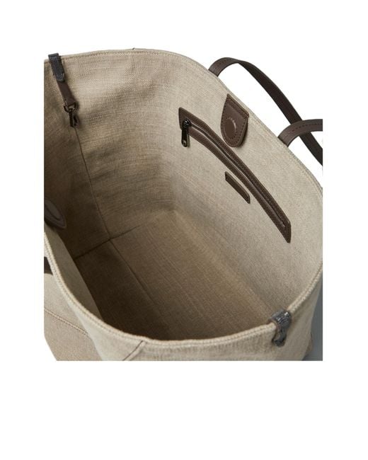 Brunello Cucinelli Gray Open Top Tote Bag