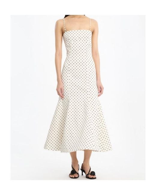 ROTATE BIRGER CHRISTENSEN White Polka-Dot Midi Dress