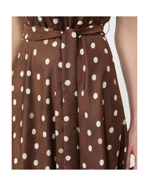 Max Mara Brown Silk Polka-Dot Martina Midi Dress