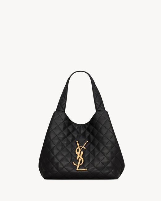 Saint Laurent Black Icare Quilted Nappa Leather Tote