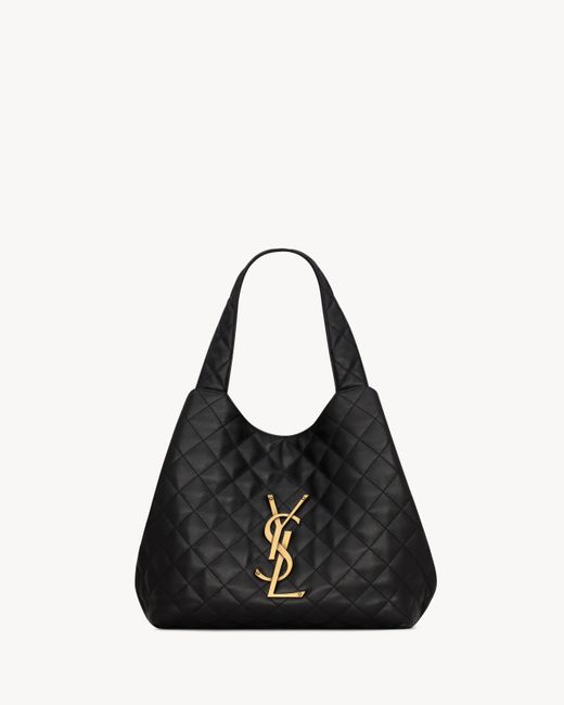 Saint Laurent Black Icare Quilted Nappa Leather Tote