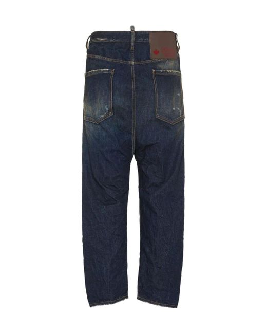 DSquared² Blue D-Ring Distressed Jeans for men