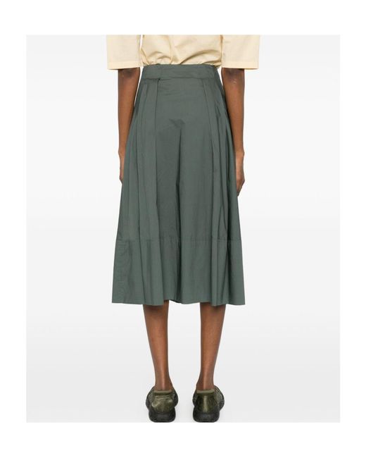 Woolrich Gray Pleated Poplin Maxi Skirt