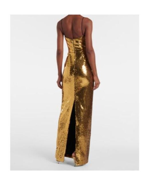 Rebecca Vallance Metallic Gloria Sequined Floral-Applique Gown