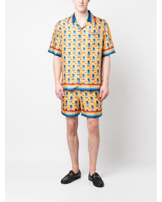 Casablanca Orange Larche De Jour Printed Satin Shorts for men