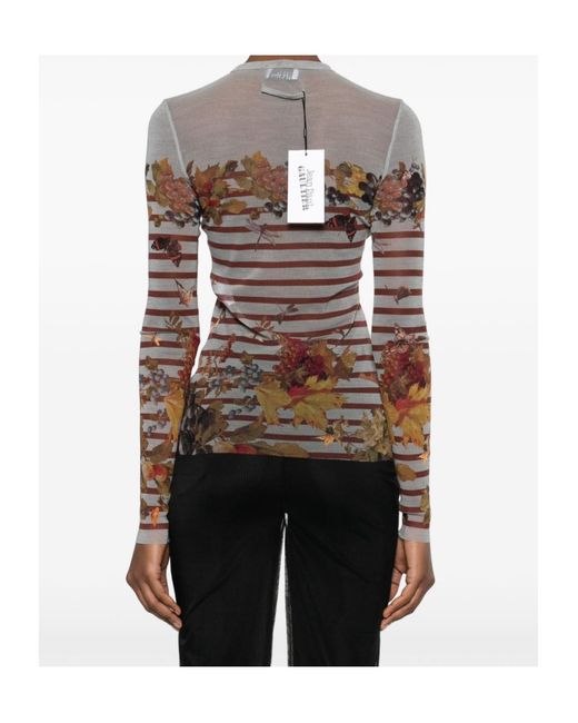 Jean Paul Gaultier White Marinière Striped Grape-Print Top