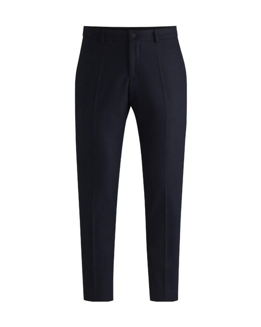 Boss Blue Centercrease Tapered Tailored Trousers for men
