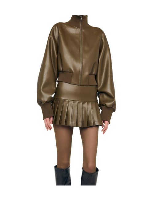 Norma Kamali Brown Pleated Pickleball Skirt