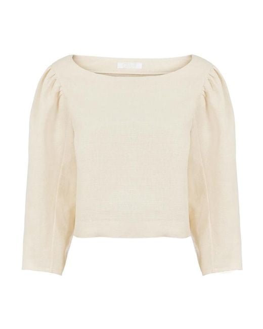 Chloé White Chloé Puff-Sleeved Cropped Top