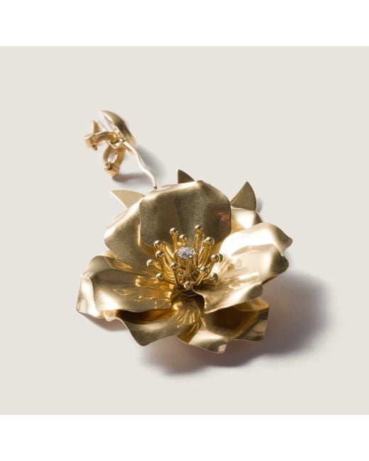 Miu Miu Metallic Metal Earrings With Crystals