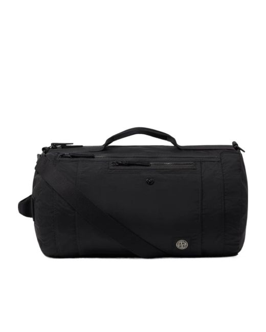 Stone Island Black Logo Detail Duffle Bag for men