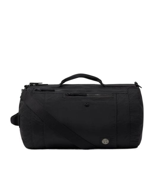 Stone Island Black Logo Detail Duffle Bag for men