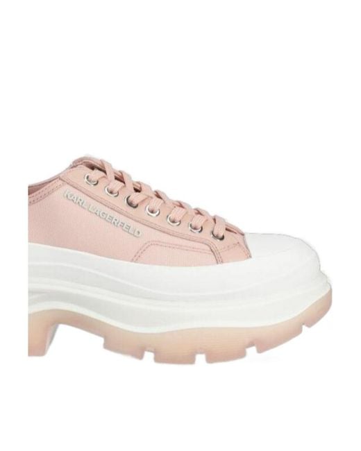 Karl Lagerfeld Pink Thick Sole Logo Lacing Casual Sneakers