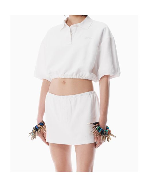 Alexander Wang White Elasticated-Waistband Buttoned Skirt