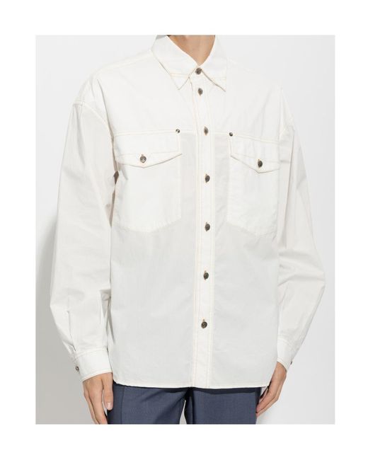 Versace White Medusa Flap-Pocket Shirt for men