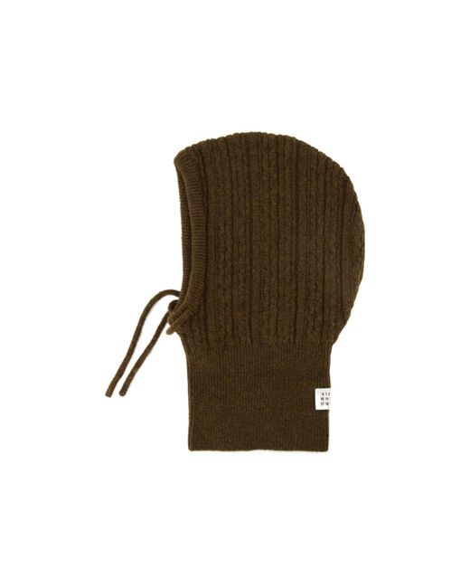 MM6 by Maison Margiela Green Numeric Patch Cable Knitted Hat for men