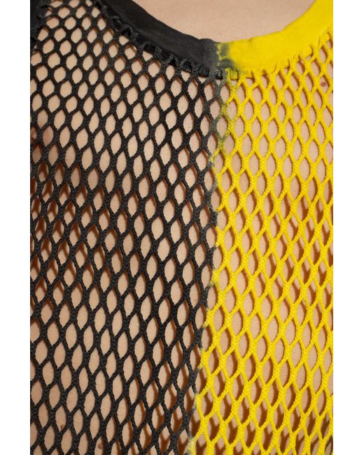 DSquared² Yellow Colour-Block Mesh Tank Top for men