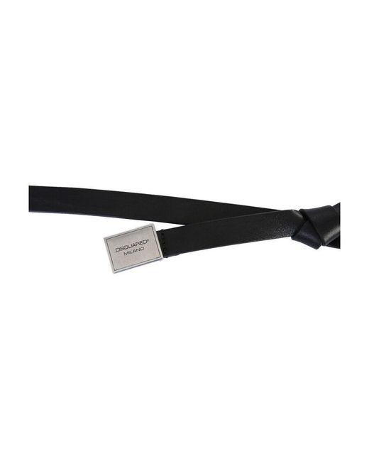 DSquared² White Logo Plaque Belt