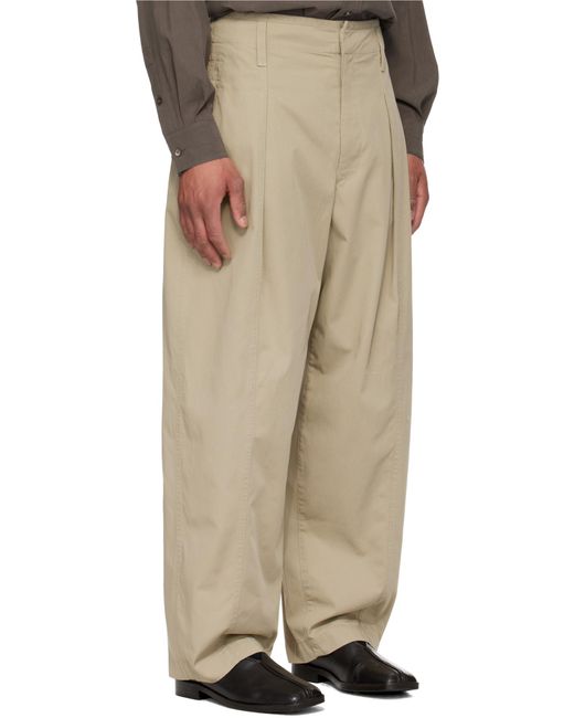 Lemaire White Pleated Wide Leg Chino Pants for men