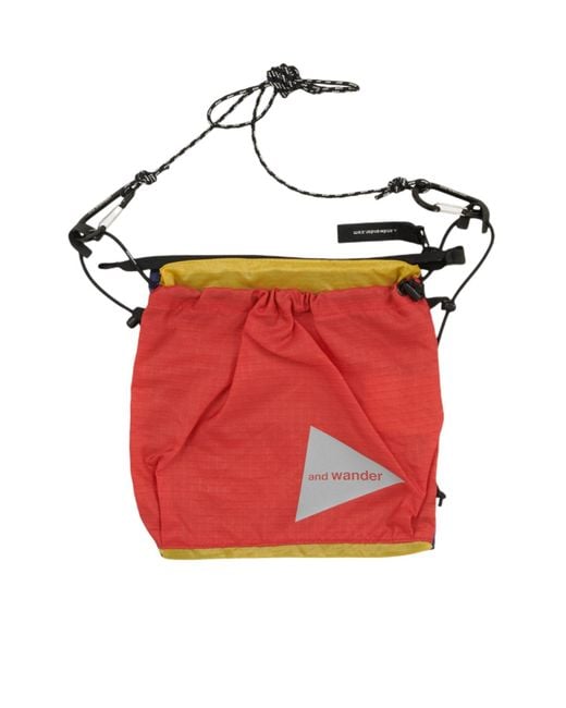 And Wander Red Nylon Shoulder Bag for men