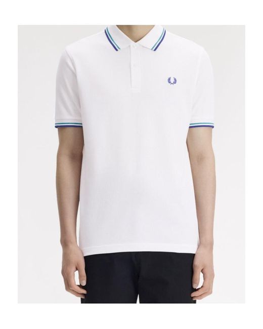 Fred Perry White Twin Tipped Polo Shirt for men