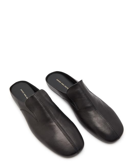Dries Van Noten Black Leather Mules for men