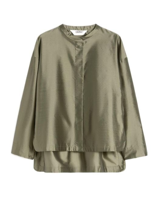 Max Mara Green Satin Oversized Shirt