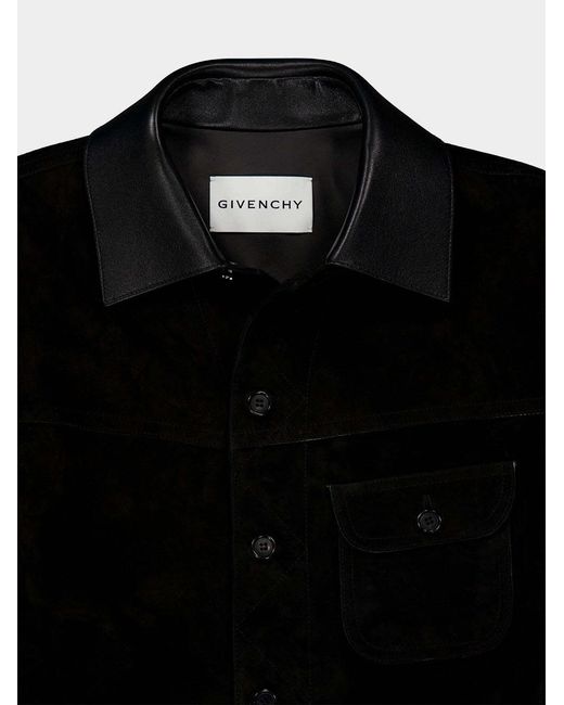 Givenchy Black Leather Buttoned Jacket for men